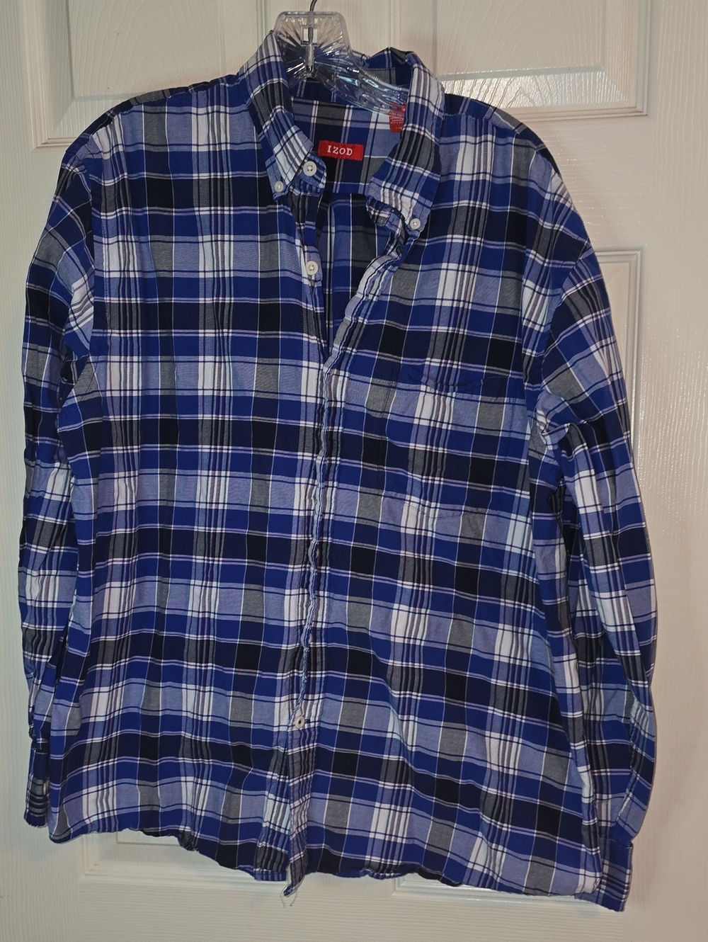 Izod Navy and Blue Plaid Button-Down Shirt
